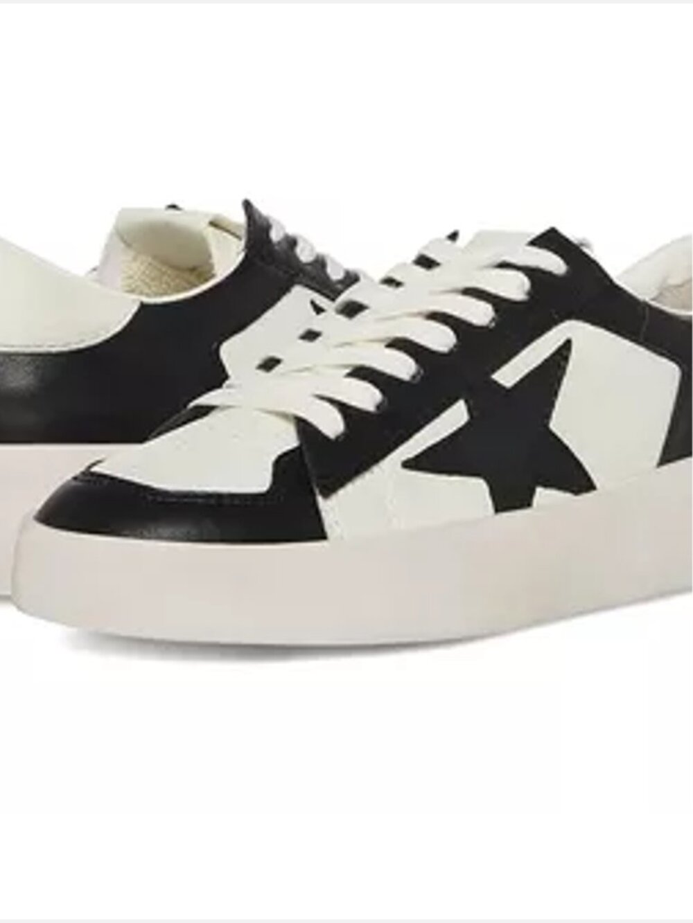 Steve Madden Perona Black & White Leather Sneaker Women US 9M